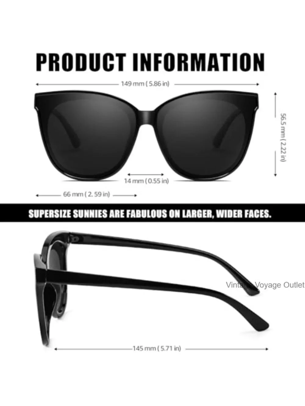 Polarized Cat Eye Sunglasses Women UV400 Oversized TR90 Frame